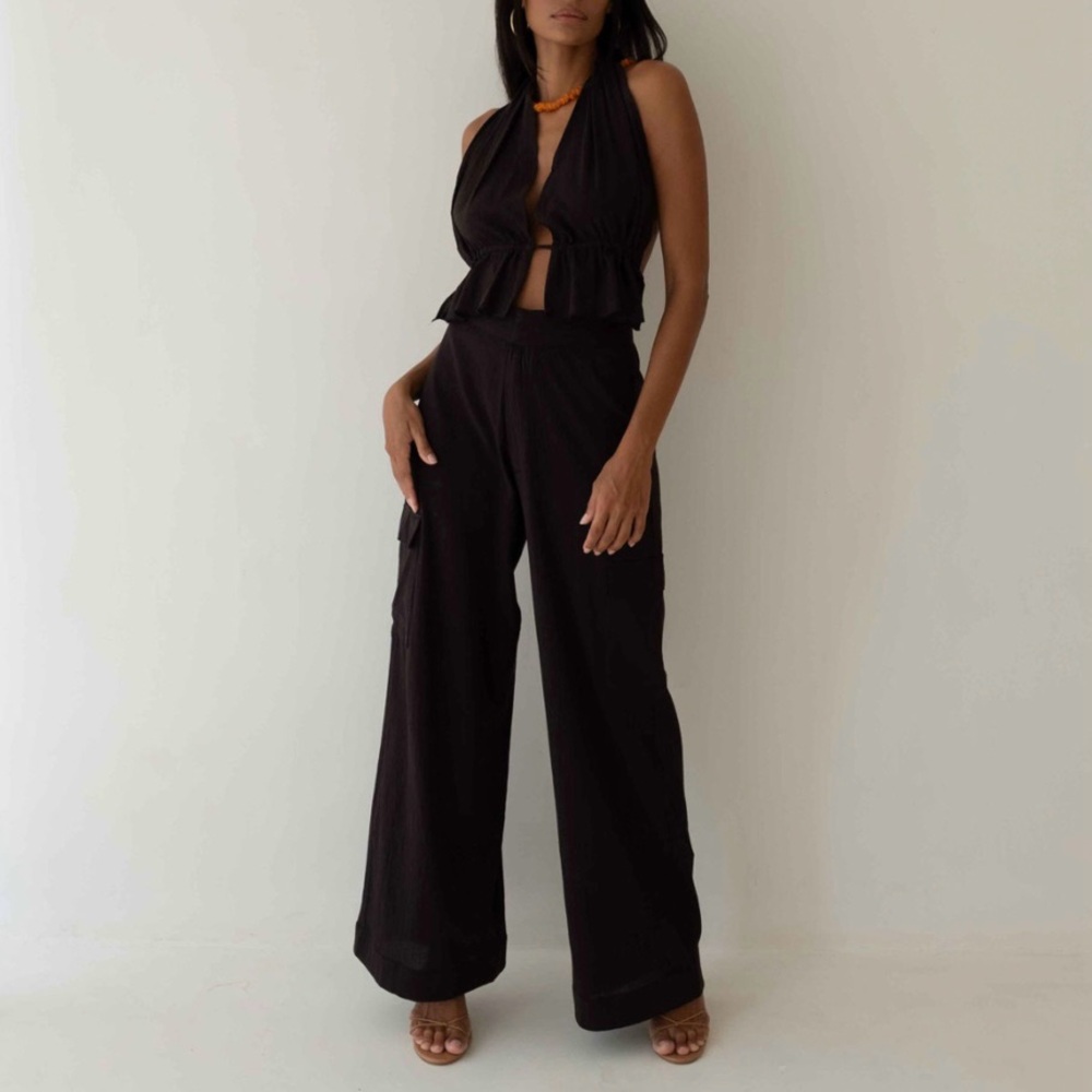 BAHHGOOSE black cotton gauze cargo pants